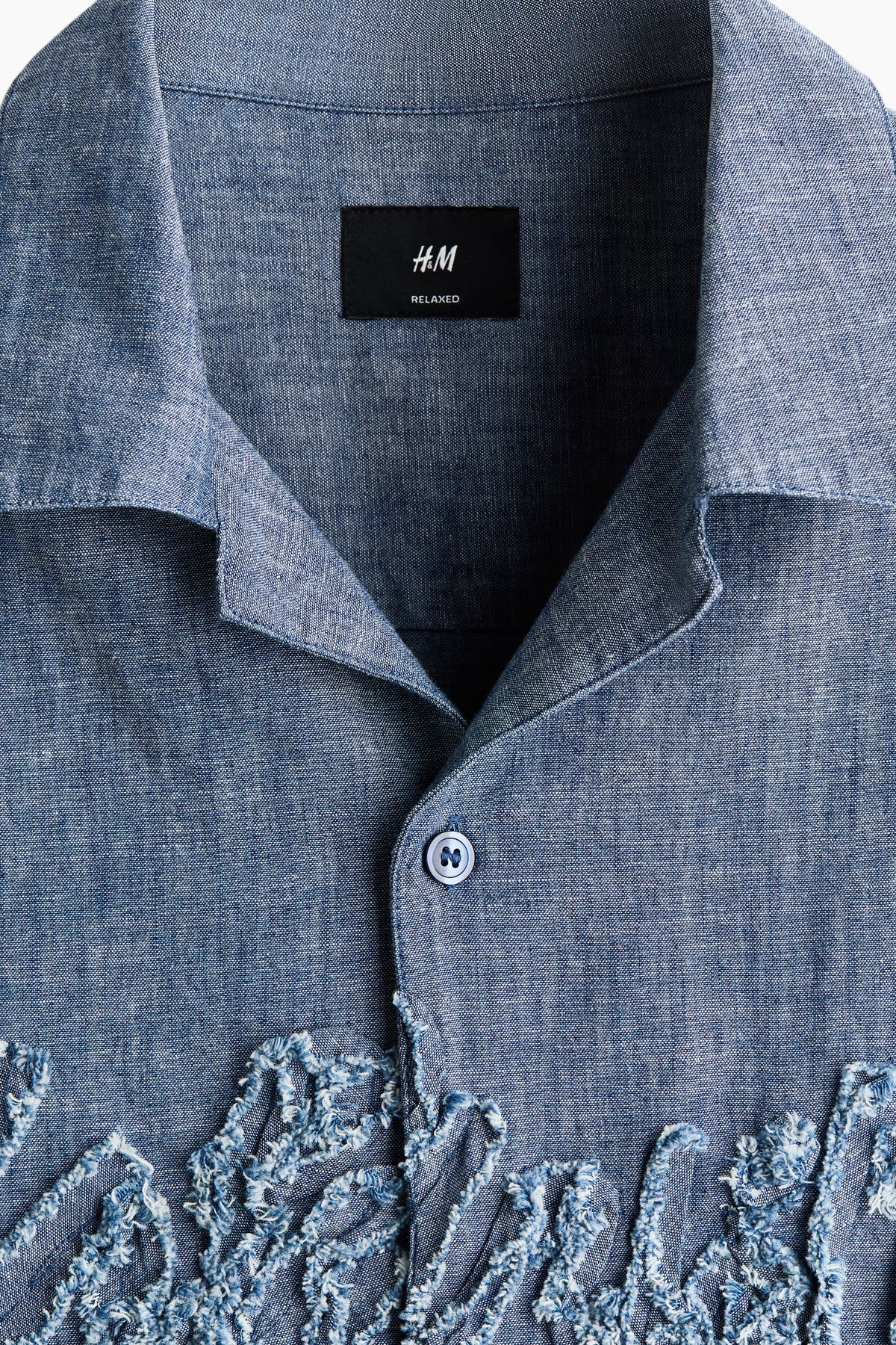 Relaxed Fit Appliquéd chambray shirt