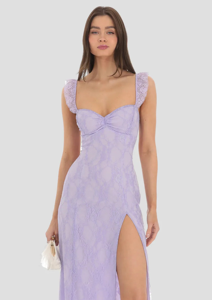 Purple Lace Sweetheart Maxi Dress