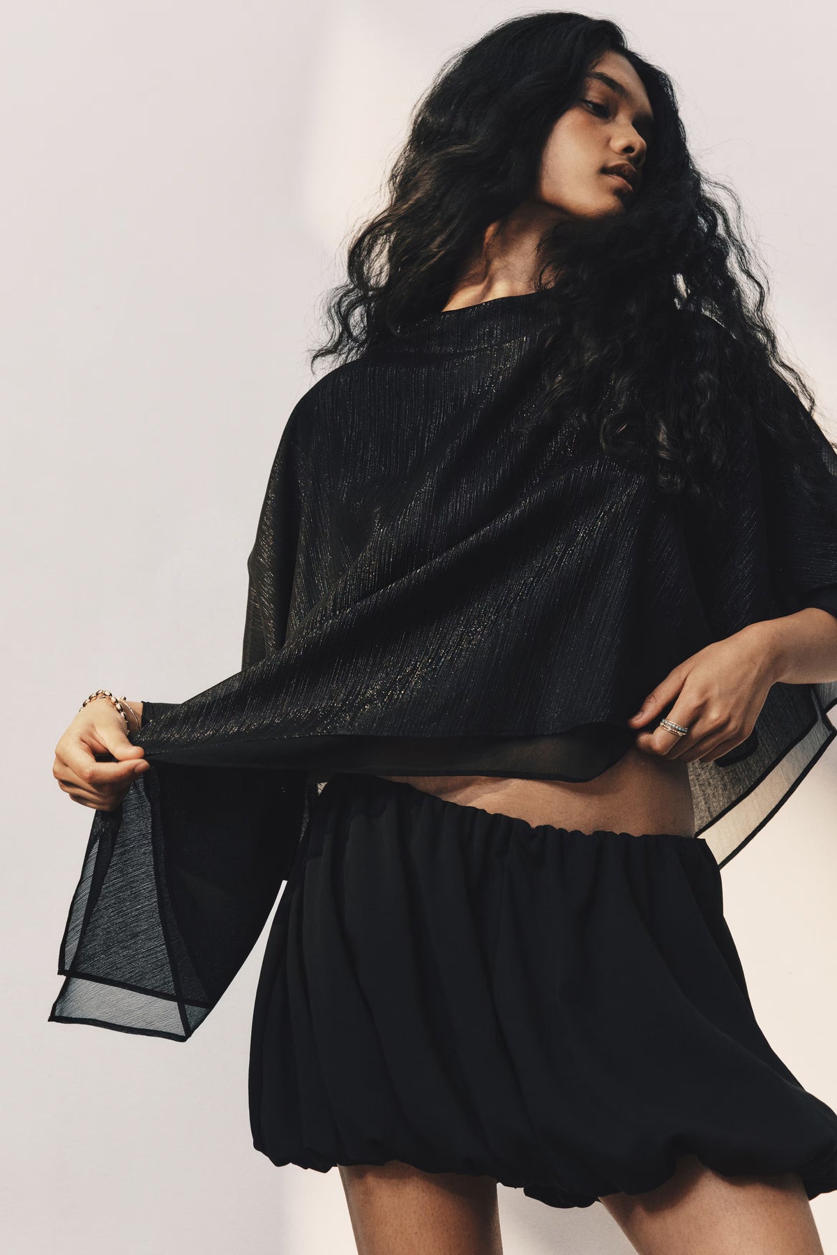 Asymmetric turtleneck cape