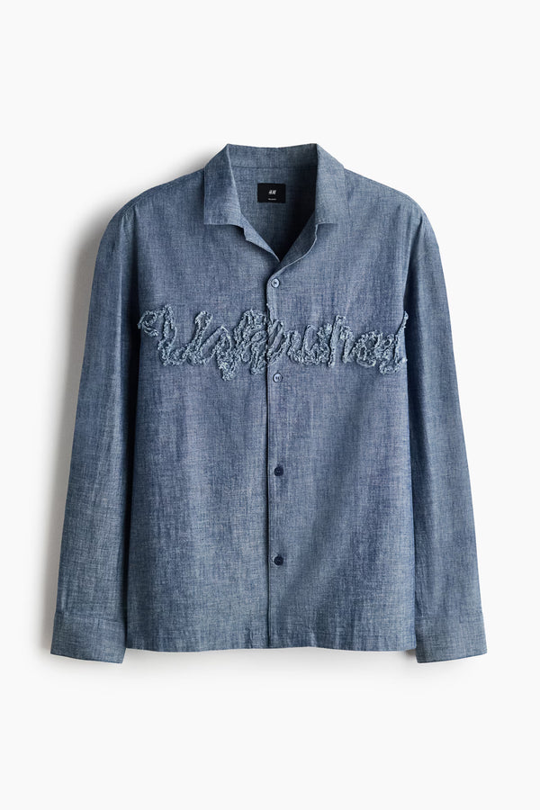 Relaxed Fit Appliquéd chambray shirt