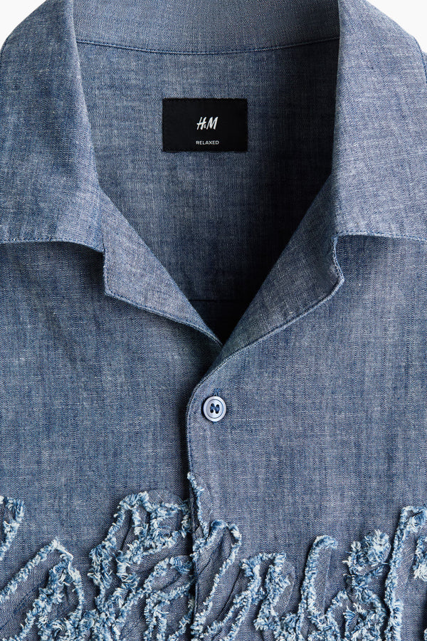 Relaxed Fit Appliquéd chambray shirt