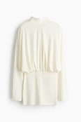 Batwing-sleeved tie-detail dress