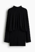 Batwing-sleeved tie-detail dress