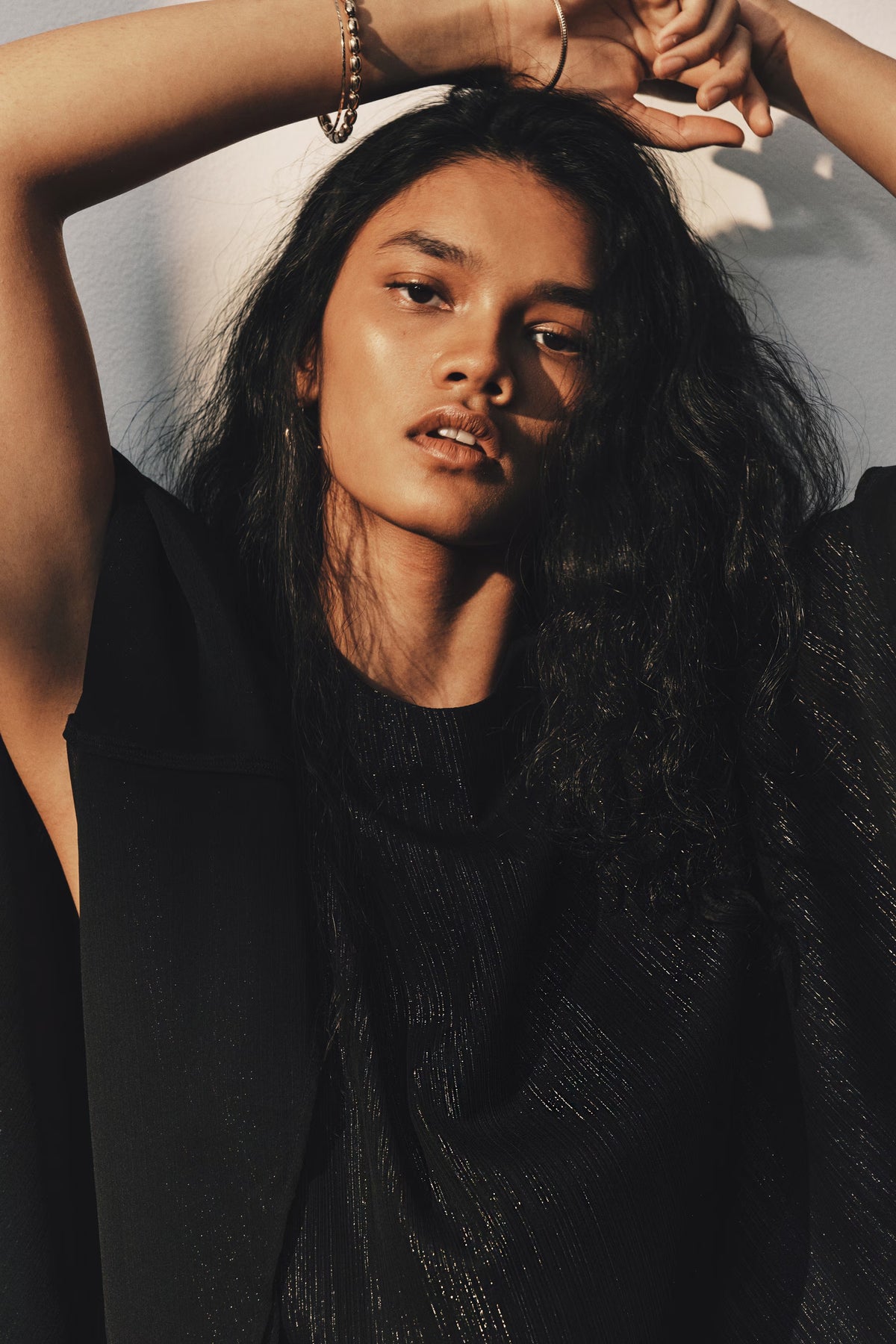 Asymmetric turtleneck cape