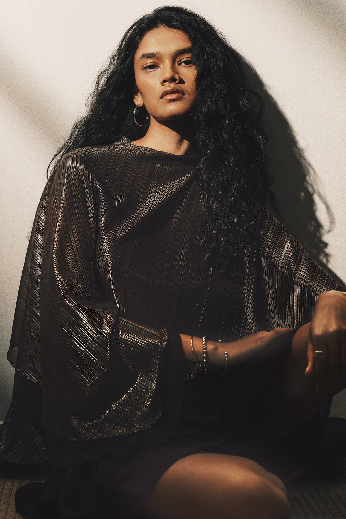 Asymmetric turtleneck cape