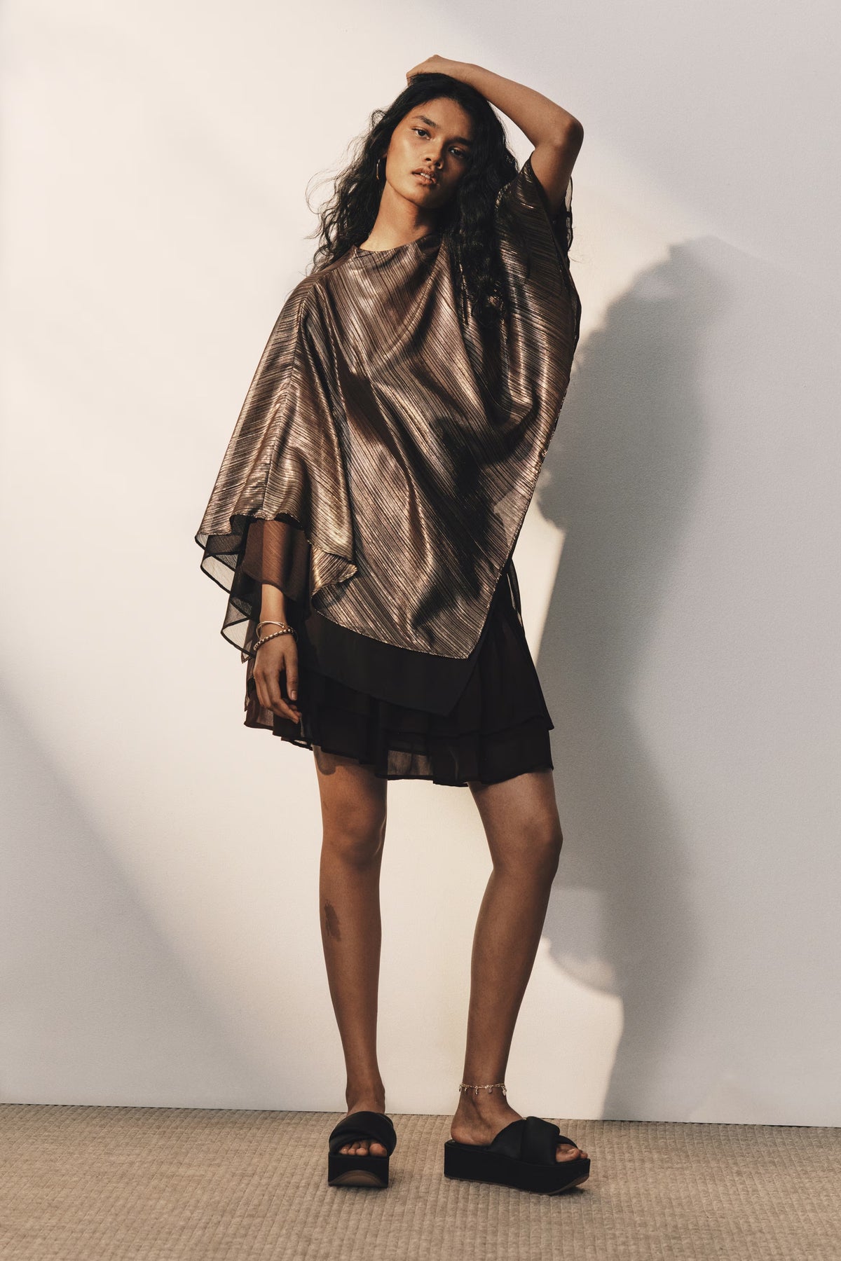 Asymmetric turtleneck cape
