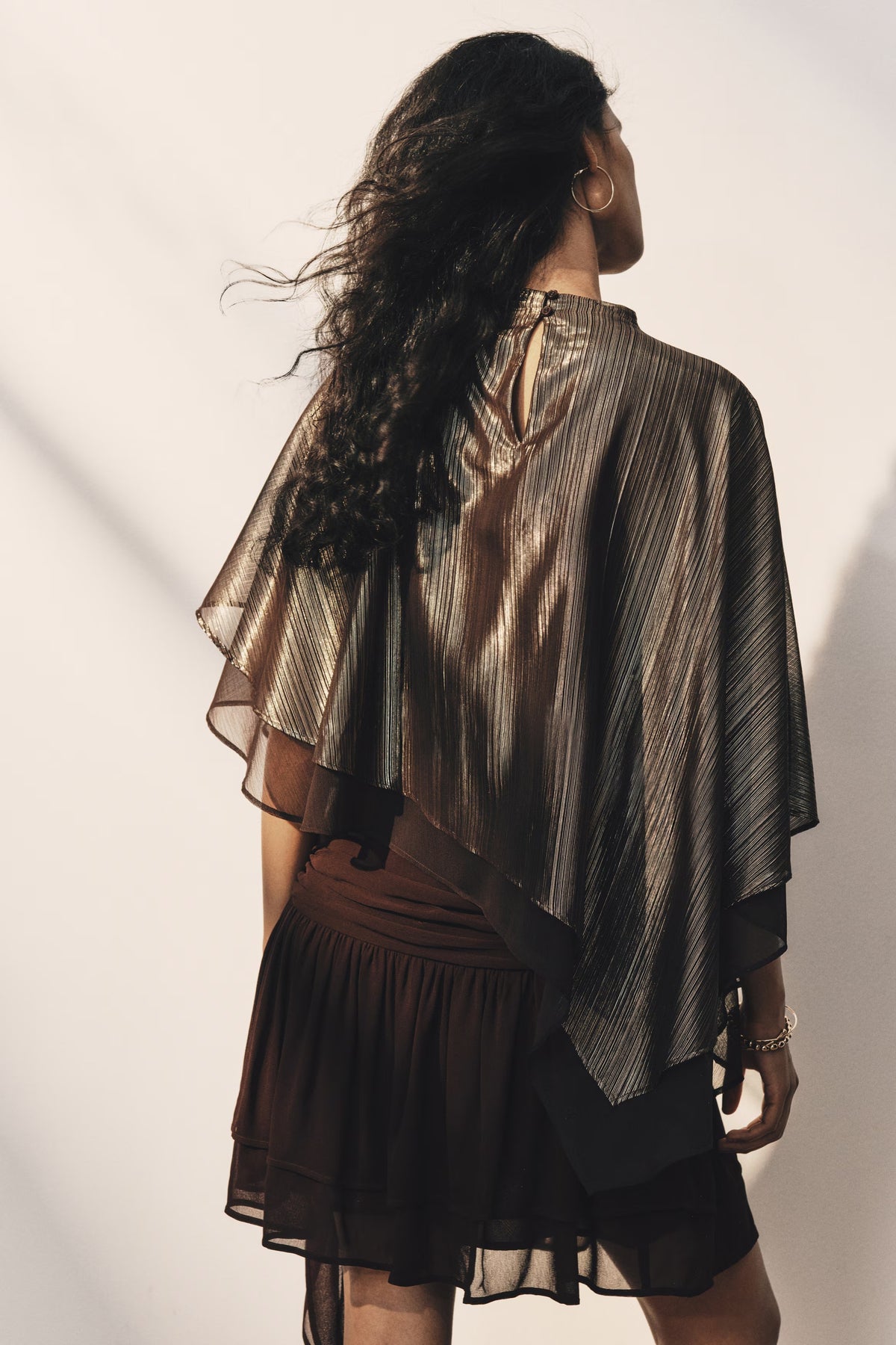 Asymmetric turtleneck cape