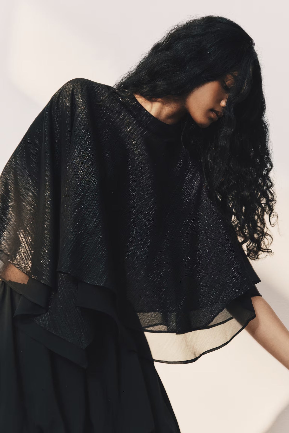 Asymmetric turtleneck cape