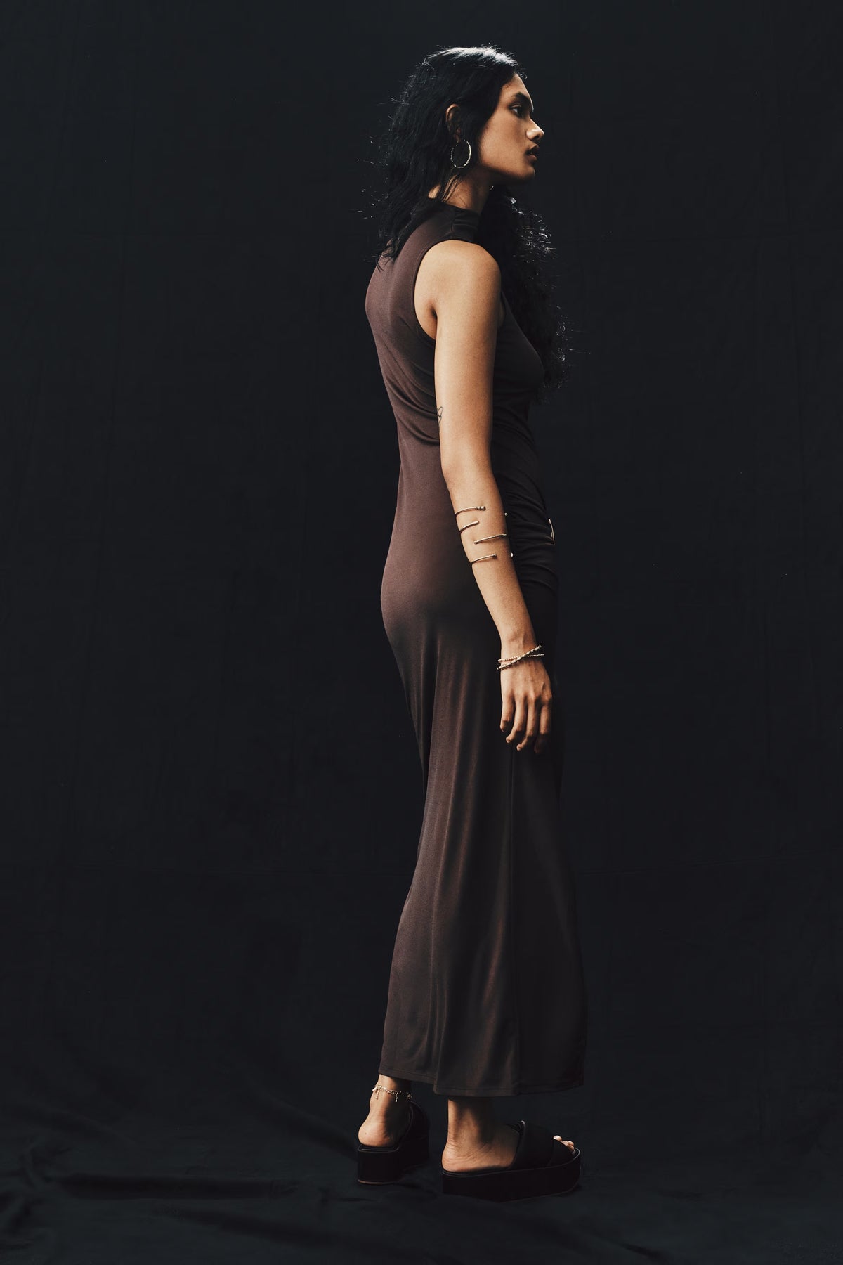 Metal-detail draped dress